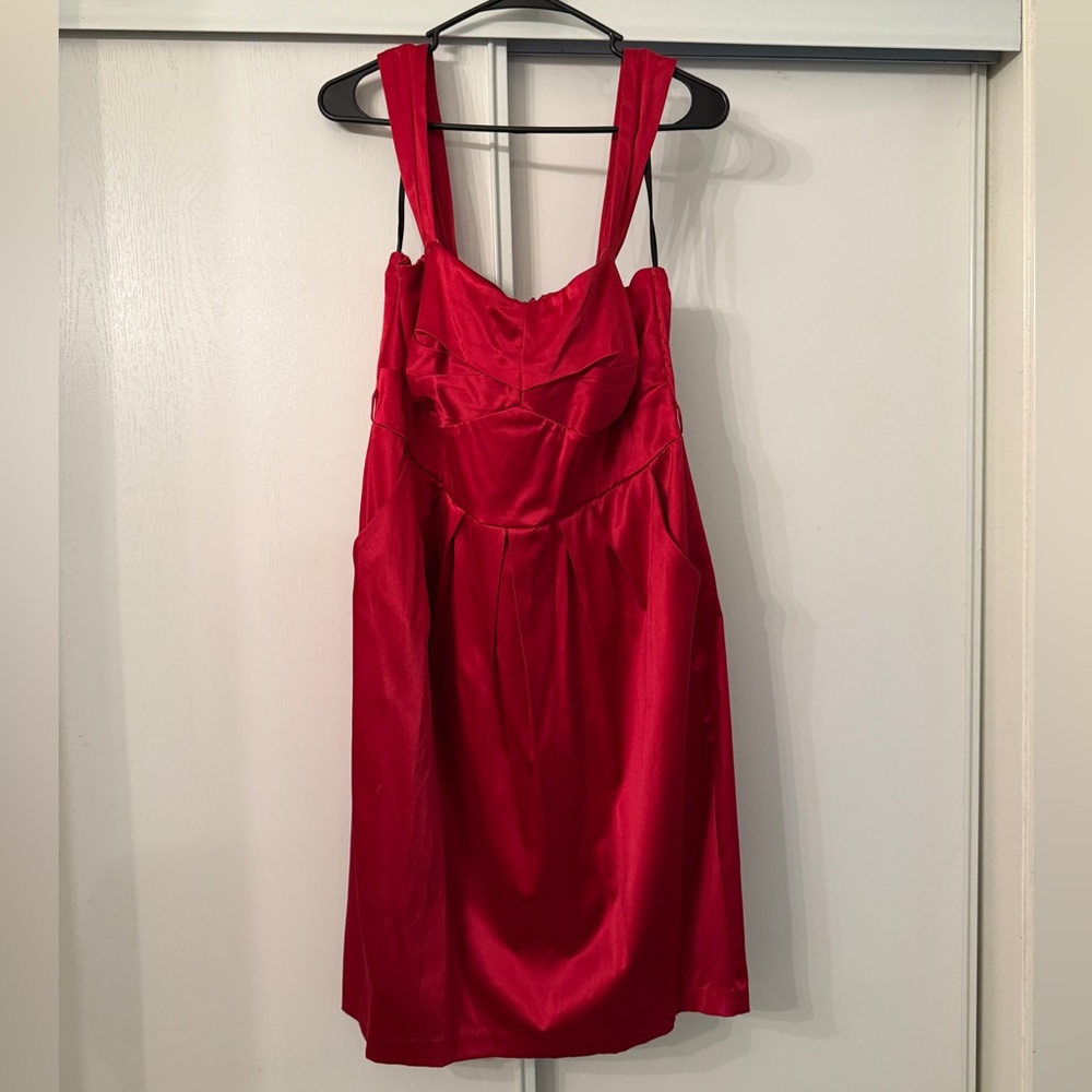 torrid Crimson Satin Mini Dress with Wide Straps